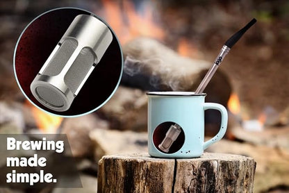 JoGo - Portable Coffee and Tea Brewing Straw - Reusable Coffee Maker Made of Stainless Steel with Single Serve Strainer - Filter Function for Hot and Cold Brew - Ideal for Coffee and Loose Leaf Teas
