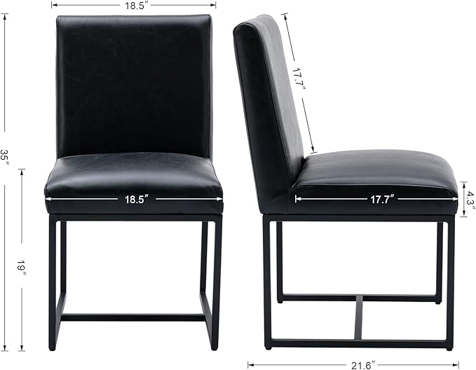 CIMOTA Black Modern Dining Chairs Set of 6, Leather Dining Room Chairs Upholstered Armless Guest Side Chair with Black Base for Dining Room/Kitchen, 6PCS