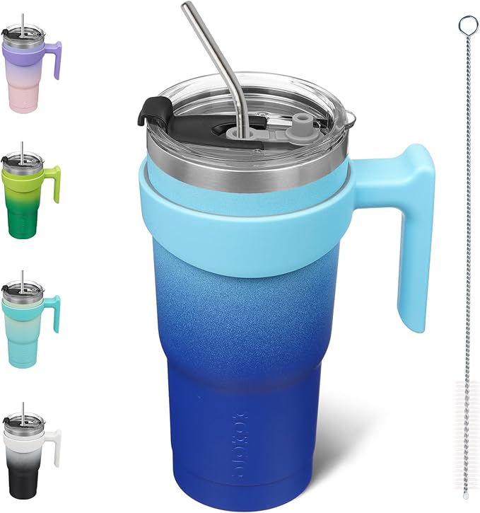BJPKPK Tumbler With Handle 20oz Stainless Steel Insulated Tumbler Mugs With Lid And Straw For Women And Men,Sky