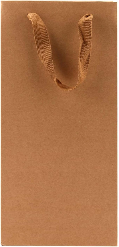 SEUNMUK 60 Pack 13.8 x 6.7 x 3.5 Inch Kraft Wine Gift Bags, 260 gsm Thick Paper Wine Bottle Bags with Handles, Elegant Wine Bags for Party, Wedding and Retailing