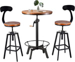 Load image into Gallery viewer, Small Kitchen Table Set, Modern Round Table and Stools for 2, Industrial Bar Stools with Backrest Height Adjustable