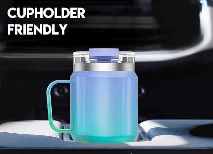 Meoky 24oz Travel Mug, Triple Insulated Stainless Steel Tumbler with Handle and 2-in-1 Straw and Sip Lid, 100% Leak Proof, Keeps Cold for 24 Hours or Hot for 8 Hours, Cupholder Friendly (Fairyland)