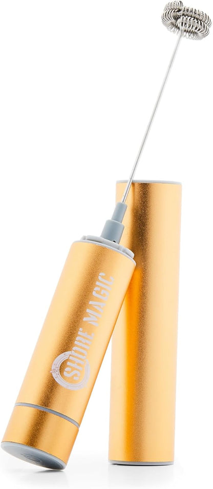 Premium Stainless Steel Handheld Milk Frother – Battery Operated Mini Blender/Whisk – Creates Rich, Creamy Froth for Lattes, Cappuccinos & Cold Drinks