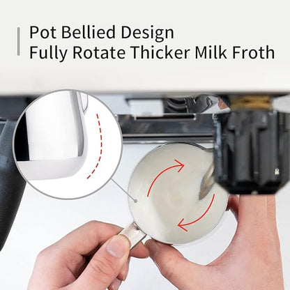 watchget Milk Frothing Pitcher 500ml/17oz Stainless Steel Espresso Steaming Pitcher Milk Coffee Cappuccino Latte Art Barista Steam Pitcher Milk Frothing Jug