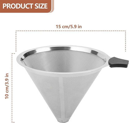 2 Pack Coffee Filters Compatible with Chemex (6, 8, 10 cup) and Hario V60 02 and 03 drippers, Pour Over Coffee Filters- Reusable and Permanent Coffee Cone Dripper