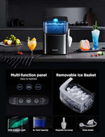 Load image into Gallery viewer, GoveeLife Smart Ice Maker Countertop, Portable Ice Machine with Voice Control, 9 Ice Cubes in 6 Minutes 3 Sizes, 26lbs/24Hrs, Self Cleaning RGB Lights, Quiet Ice Maker with Scoop for Kitchen Black