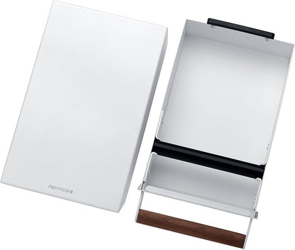 Normcore Espresso Knock Box Drawer, Coffee Knock Box with Walnut Handle, Espresso Dump Bin Separation And Detachable, 304 Stainless Steel, Size: M, Matte White