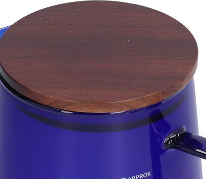 500ml Coffee Pot, Heat Resistant Borosilicate Glass Coffee Server, Glass Tea Pot with Wooden Lid Household Tea Kettle for Home Office (blue)