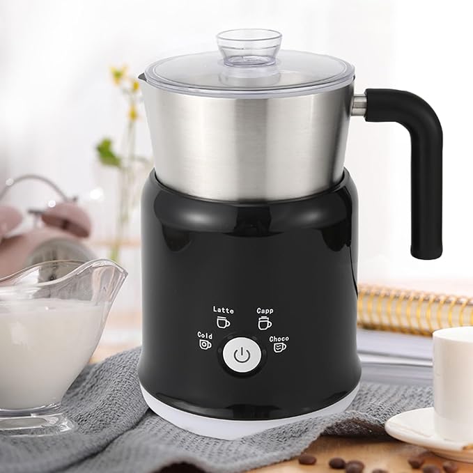 4 in 1 Electric Milk Frother, One-Touch Switch Operation, Automatic Detachable Hot & Cold Frother and Steamer, 700ML Coffee Frother for Cappuccino, Latte, Mocha, Hot Chocolate