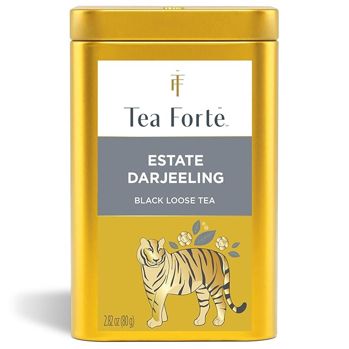 Tea Forte Estate Darjeeling Premium Loose Leaf Caffeinated Black Tea Blend Canister, Makes 35-50 Cups