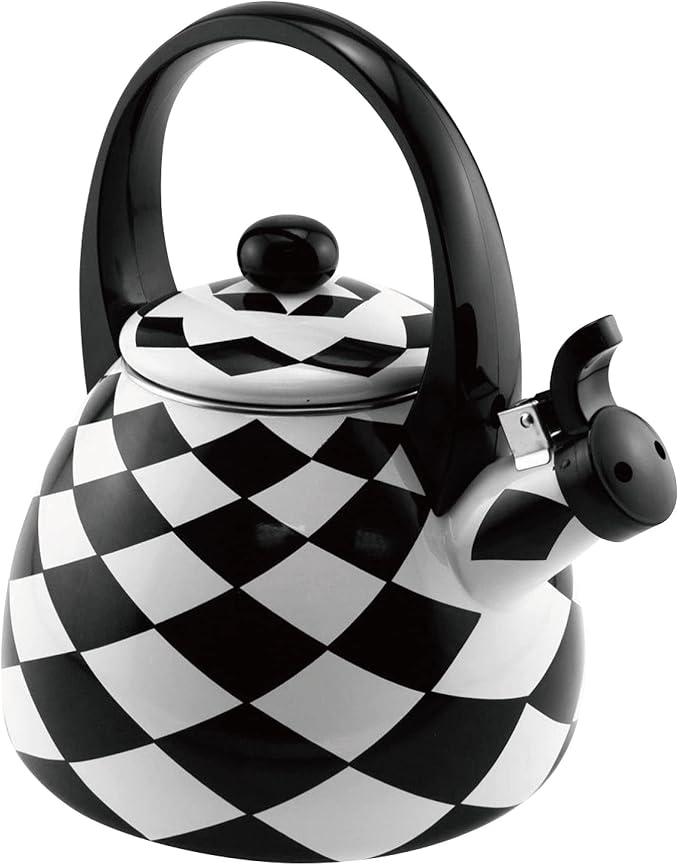 UPware Enamel on Steel Whistling Tea Kettle, Stovetop Teakettle (2.4 Quart, Black Diamond)