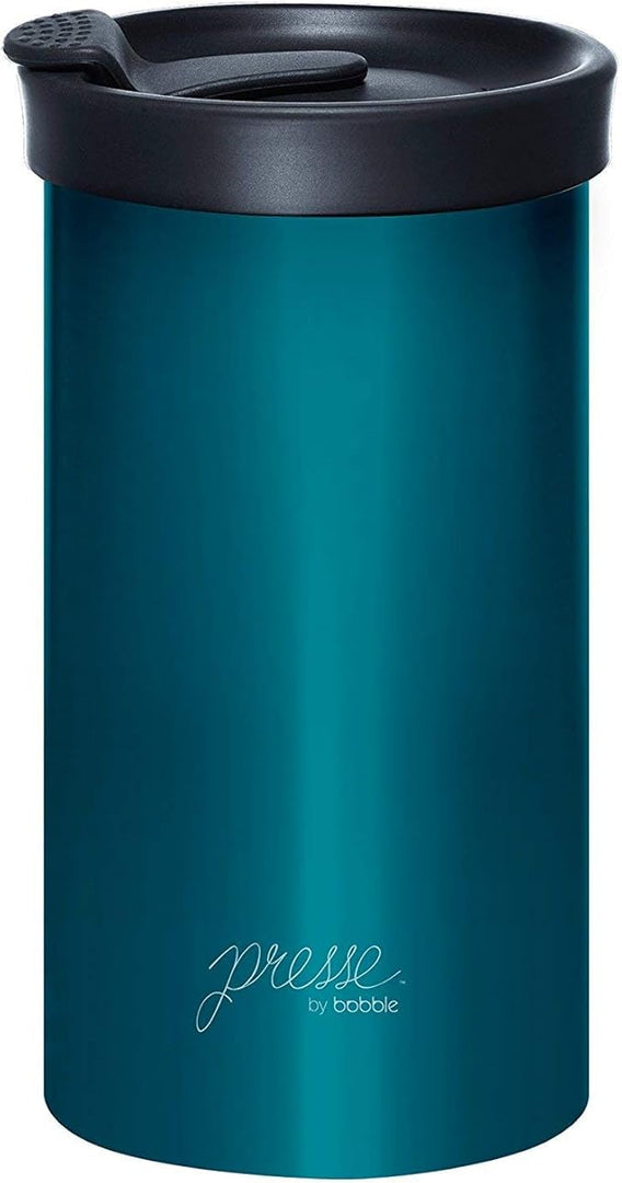 PRESSE by Bobble French Coffee Press And Insulated Stainless Steel Travel Tumbler for On-The-Go Brewing - 13 oz (Blue)
