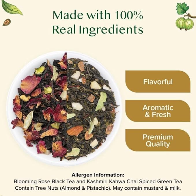 VAHDAM, World Top 20 Tea Sampler - Black, Green, Chai, Herbal & More | Assorted Loose Leaf Gift Set Variety Pack | Tea Gift Ideas for Women & Men