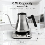 Load image into Gallery viewer, COZII Gooseneck Electric Kettle with ±1°F Temperature Control, 1200W Quick Heating for Pour Over Coffee &amp; Tea, 0.9L Water Boiler with 24H Keep Warm &amp; Auto Shut Off, Stainless Steel Interior, Silver