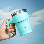 Load image into Gallery viewer, 10 oz Tumbler with Handle and 2 Straw 2 Lid, Insulated Water Bottle Stainless Steel Vacuum Cup Reusable Travel Mug,Turquoise