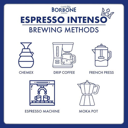 Caffe Borbone Whole Bean Coffee, Medium Roast Robusta Blend, Espresso Intenso, Strong and Creamy Italian Coffee, 2.2 lb Bag