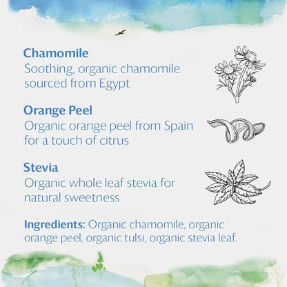 Grace Farms CHAMOMILE CITRUS Herbal Tea (16 Pyramid Sachets) | Naturally Sweet, Calming and Caffeine Free |Organic, Fair Trade and Kosher Certified | Gives Back 100% of Profits