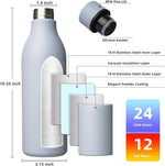 Load image into Gallery viewer, BJPKPK Insulated Water Bottles, 25 oz Stainless Steel Metal Water Bottle with Strap, BPA Free Leak Proof Jugs, Mugs, Flasks, Reusable Thermal Flasks for Sports &amp; Travel, Mist Grey