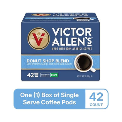 Victor Allen's Coffee Decaf Donut Shop Blend, Medium Roast, 42 Count, Single Serve Coffee Pods for Keurig K-Cup Brewers