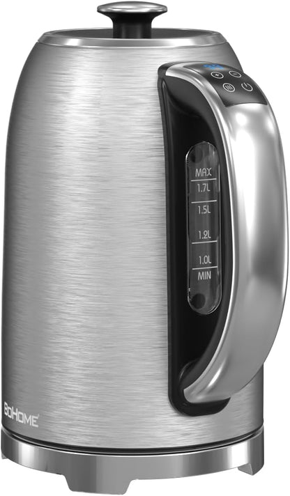 Electric Kettle, 1.7L/1500W, Stainless Steel, Digital Touch Panel, Keep Warm Function, Auto Shutoff, BPA-Free, Hot Water Kettle for Coffee & Tea, No Plastic Contact with Water