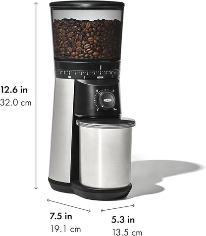 OXO Brew Conical Burr Coffee Grinder - Silver, Stainless Steel Burrs, One-Touch Automatic Smart Grind