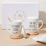 Load image into Gallery viewer, AW BRIDAL Ceramic Engagement Gifts For Couples Newly Engaged Unique Coffee Mugs Set Of 2, 12 Oz| Bachelorette Bridal Shower Gift For Bride, Anniversary Wedding Gifts For Couple Housewarming Gift Ideas