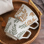 Load image into Gallery viewer, Ceramic Mug 1pcs, 11oz - Vintage Coffee Mug, Pottery Cups for Milk, Latte, Cappuccino, Tea - Porcelain Dishwasher, Microwave Safe Stoneware Green Leaf