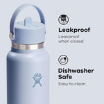 Load image into Gallery viewer, Hydro Flask Water Bottle - Insulated Stainless Steel - Wide Mouth Flex Straw Lid, Non Spill, Leakproof and Refillable in 40 Oz Surf Blue