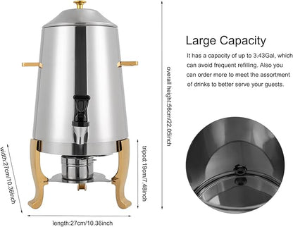 YIYIBYUS 3.5 Gallon Hot Beverage Dispenser, Stainless Steel Coffee Urn Chafer, Hot Drinks Dispenser for Milk Coffee Tea Water Juice - Parties Event Buffet Catering