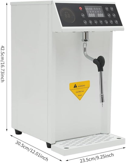 Commercial Steam Milk Foam Machine,8L Electric Commercial Milk Frother,Multi-Purpose Espresso Coffee Milk Foam Machine with LED Display for Espresso Coffee,Tea Shop,Dessert Shop,Milk (8L White)