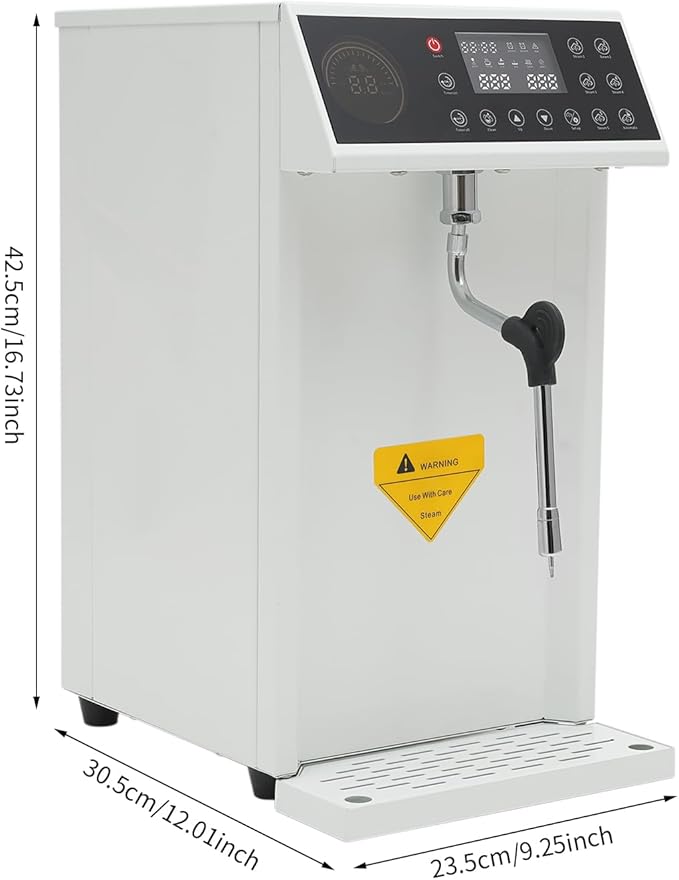 Commercial Steam Milk Foam Machine,8L Electric Commercial Milk Frother,Multi-Purpose Espresso Coffee Milk Foam Machine with LED Display for Espresso Coffee,Tea Shop,Dessert Shop,Milk (8L White)