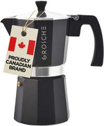 Load image into Gallery viewer, GROSCHE Milano Stovetop Espresso Maker Moka Pot 9 espresso Cup, 15.2 oz, Black. Cuban Coffee Maker Stove top coffee maker Moka Italian espresso greca coffee maker brewer percolator
