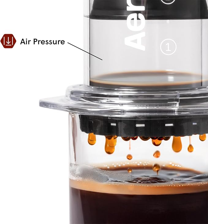 AeroPress Clear Coffee Press – 3 In 1 Brew Method Combines French Press, Pourover, Espresso, Full Bodied Coffee Without Grit or Bitterness, Small Portable Coffee Maker for Camping & Travel, Clear