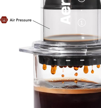 AeroPress Clear Coffee Press – 3 In 1 Brew Method Combines French Press, Pourover, Espresso, Full Bodied Coffee Without Grit or Bitterness, Small Portable Coffee Maker for Camping & Travel, Clear