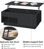 Load image into Gallery viewer, HOMMPA 40" Lift Top Coffee Table with Storage LED Coffee Table Morden High Gloss Living Room 3 Tiers Modern Tea Table with Storage Center Tables Hidden Compartment &amp; Open Shelve &amp; Drawer Black