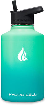 Load image into Gallery viewer, HYDRO CELL Stainless Steel Insulated Water Bottle with Straw - For Cold &amp; Hot Drinks - Metal Vacuum Flask with Screw Cap and Modern Leakproof Sport Thermos for Adults (Mint/Green 64oz)