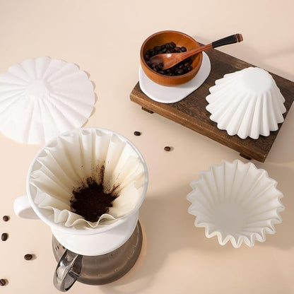 Segarty 1-4 Cup Paper Coffee Filters Disposable, 100 Count 7.2in White Basket Style Filters Ideal Liners for Pour Over Maker Brewer Drippers, Accessories for Commercial Household Office Coffee Making