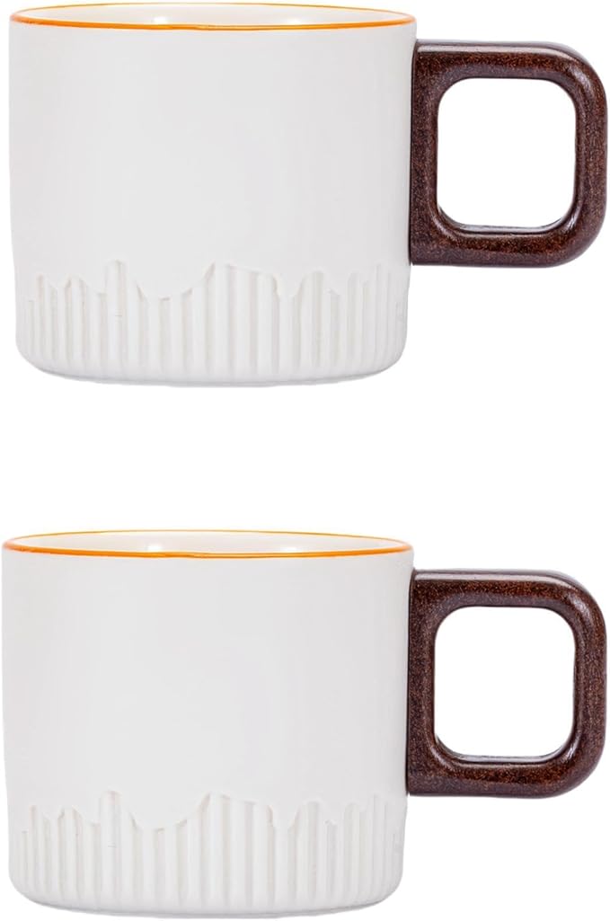 Espresso Cups Set of 2, 2 oz Ceramic Espresso Cups, Demitasse Cups for Tea or Coffee (White)