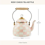 Load image into Gallery viewer, MACKENZIE-CHILDS Enamel Tea Kettle, Stylish Tea Kettle for Stovetop, Pink-and-White Rosy Check, 2 Quarts