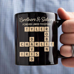 Load image into Gallery viewer, Family Puzzle Mug - Brothers &amp; Sisters Forever Linked Together - Personalized For Family, Sister, Brother, Siblings - Scrabble Coffee Mug - Gifts For Christmas, Birthday, Anniversary