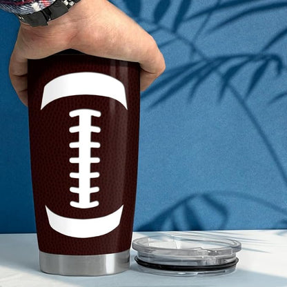 SANDJEST Football Tumbler Cup 20oz Stainless Steel Insulated Travel Mug Tumblers Cup Football Gifts for Coaches Women Men Gifts for Birthday Christmas