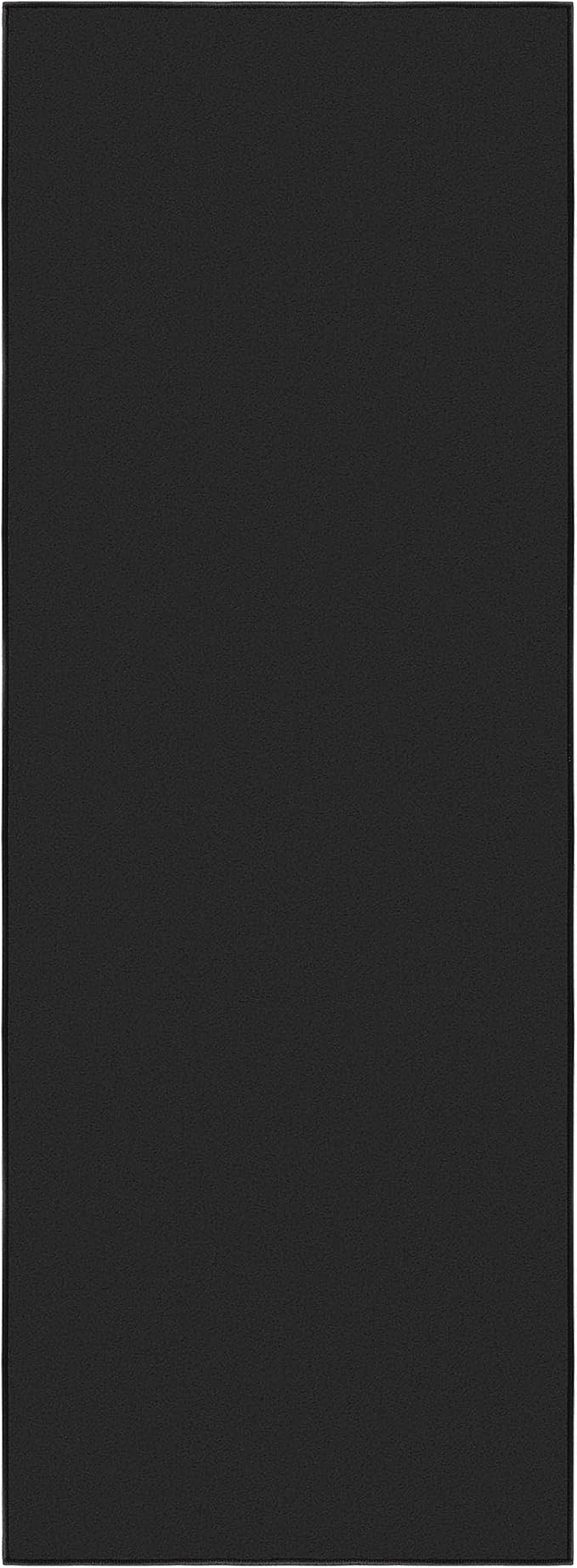Ottomanson Hallway Runner Rug 2'2" x 6' Non Slip Solid Area Rugs Easy to Clean Laundry Rug Runner Durable & Pet Friendly Floor Carpet Runners for Hallways Entryway Living Room Kitchen, Black