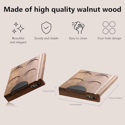 Bincoo Wooden Corner Coffee Tamper Mat,Espresso Tamper Station,Suit for 51-58mm Coffee Tamper Holder Pad for Baristas Protect Your Worktop (Brown)