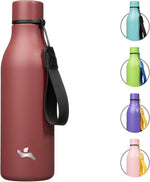 Load image into Gallery viewer, Insulated Water Bottle with Strap,18 oz Double Wall Stainless Steel Vacuum Bottles Metal Water Flask,Brick Red
