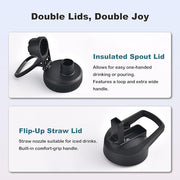 Basketball Water Bottle, 24 oz Insulated Stainless Steel Sports Bottle with Straw, Basketball Stuff Gifts for Boys