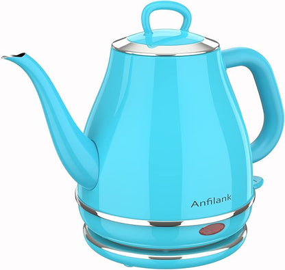 Electric Gooseneck Kettle, 1L 1500W Fast Boil, 100% Stainless Steel BPA Free Pour-Over Coffee & Tea Kettle, Water Boiler with Auto Shut & Boil-Dry Protection, Turquoise