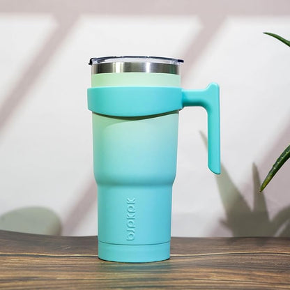 BJPKPK Tumbler With Handle 10 oz Stainless Steel Tumbler With Lid And Straw Insulated Coffee Cups,Turquoise