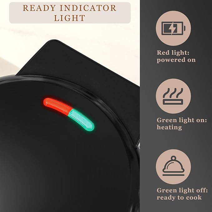 Mini Waffles Maker with 6 Removable Plates, 3 in 1 Small Waffle Maker Mini- Waffle, Pancake, Donut, 6" Non Stick Waffle Iron for Kids and Families, Black