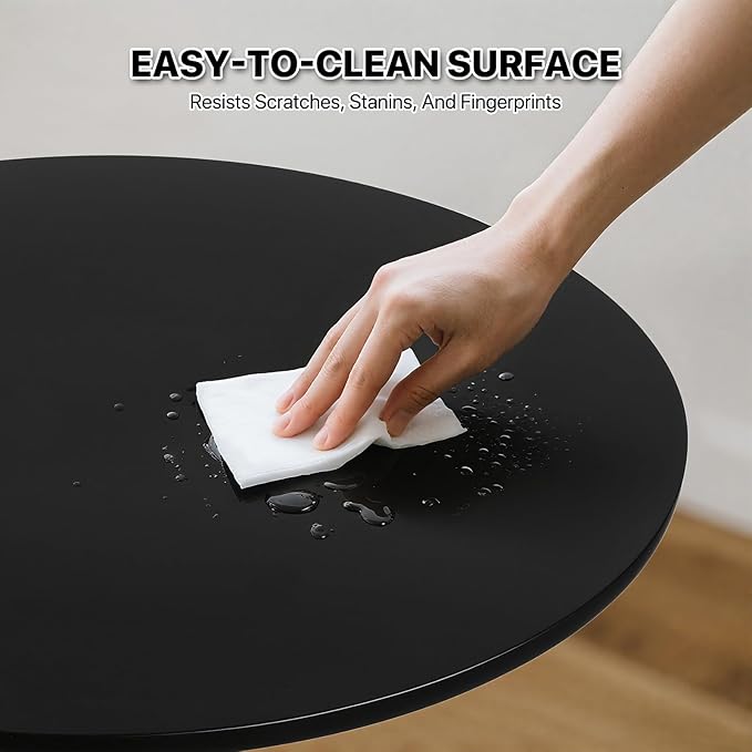 Magshion 31" Round Bar Table Height Adjustable 26"-35" Pub Table with Enlarged Base for Living Room Patio Bistro Café, Black