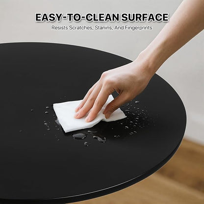 Magshion 31" Round Bar Table Height Adjustable 26"-35" Pub Table with Enlarged Base for Living Room Patio Bistro Café, Black